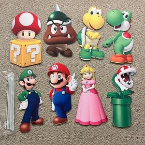 Super Mario Party Yard Signs Supplies Set - 8 Charachers